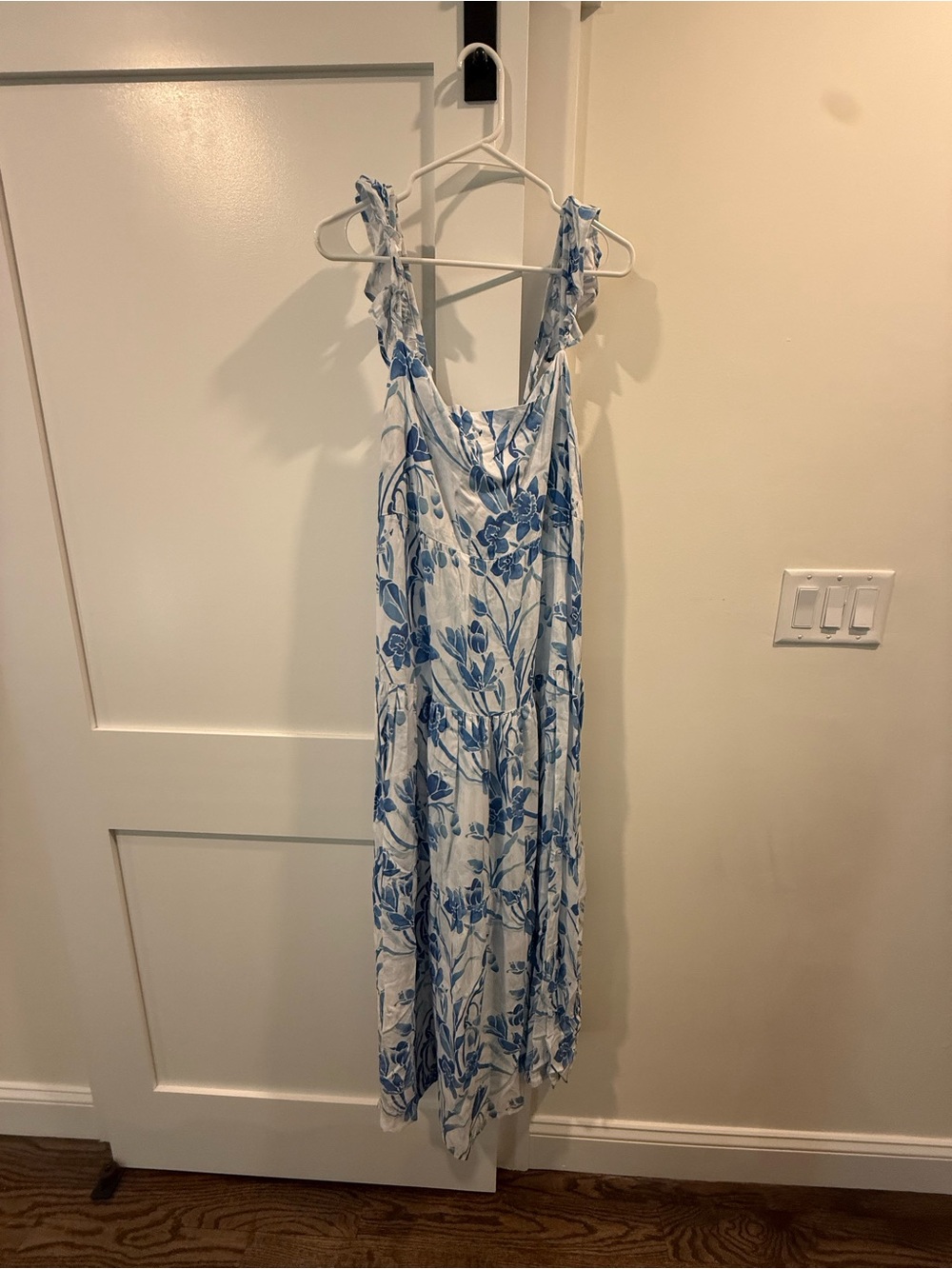 Kenny Flowers Blue and White Floral Tiered Maxi Dress